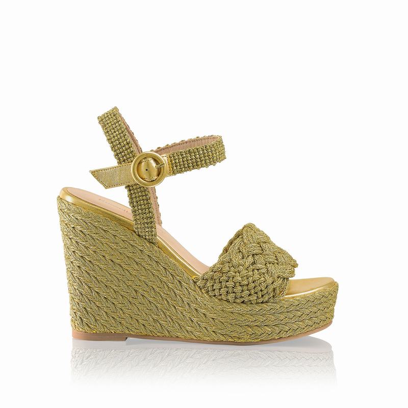 Russell & Bromley Luxor Womens Woven Wedge Sandals Metallic |LID604TA|